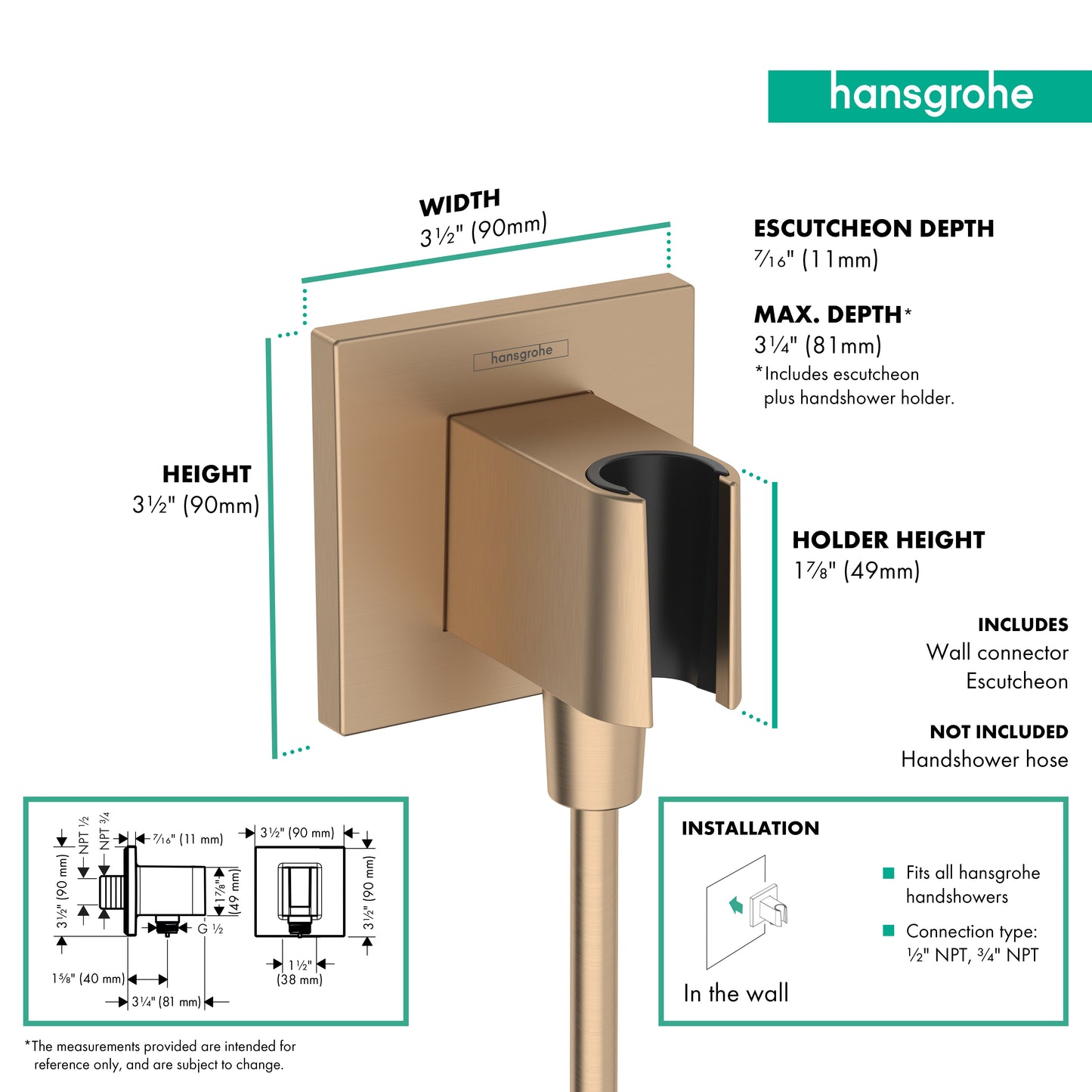 hansgrohe FixFit E Wall Outlet with Handshower Holder