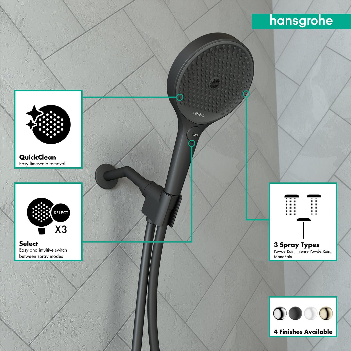 hansgrohe Rainfinity Handshower Set 130 3-Jet, 2.5 GPM