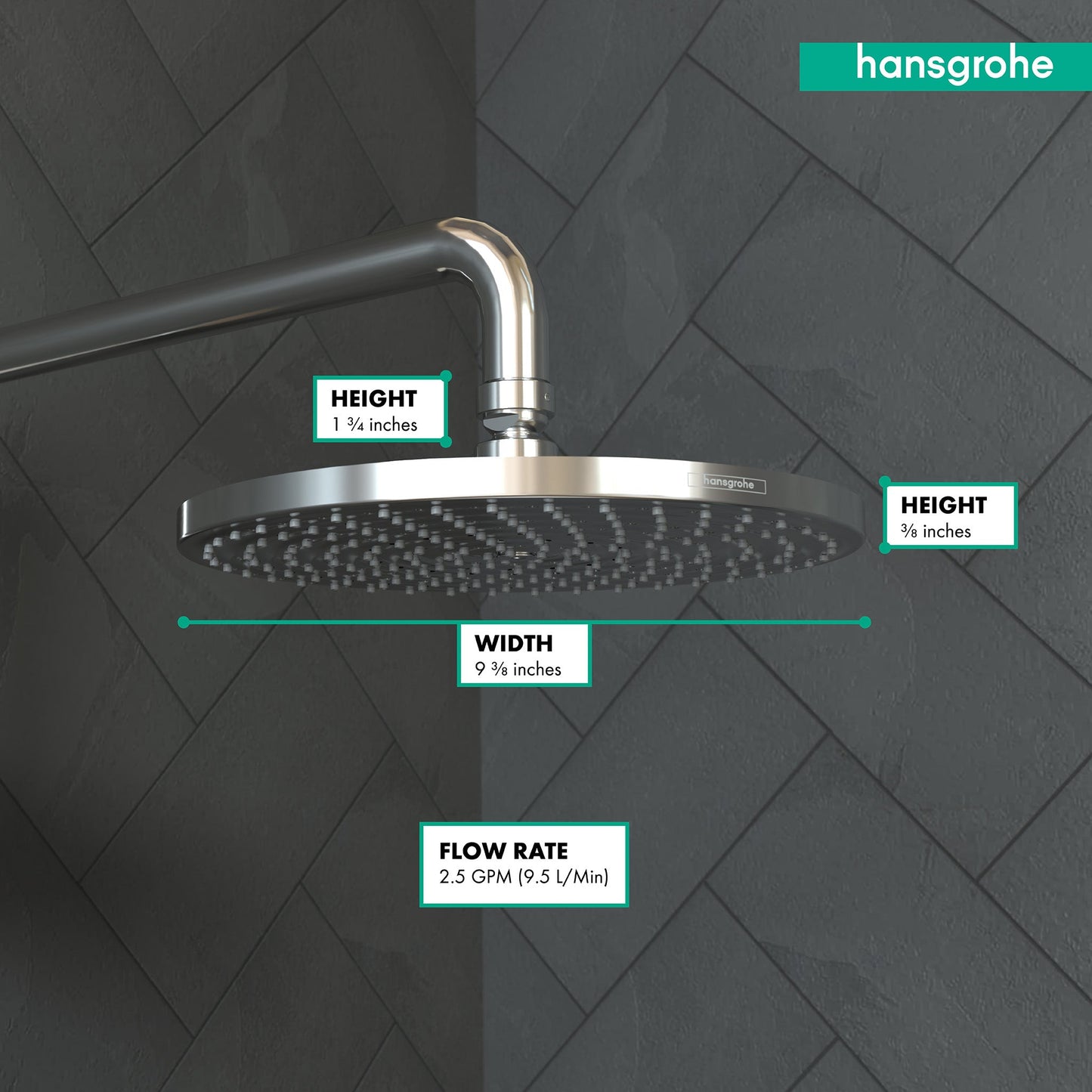 hansgrohe Raindance S Showerhead 240 1-Jet, 2.5 GPM