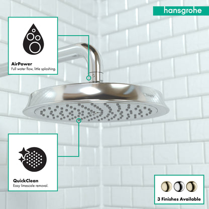 hansgrohe Raindance Classic Showerhead 180 1-Jet, 2.5 GPM
