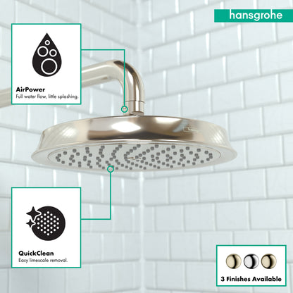 hansgrohe Raindance Classic Showerhead 180 1-Jet, 2.5 GPM