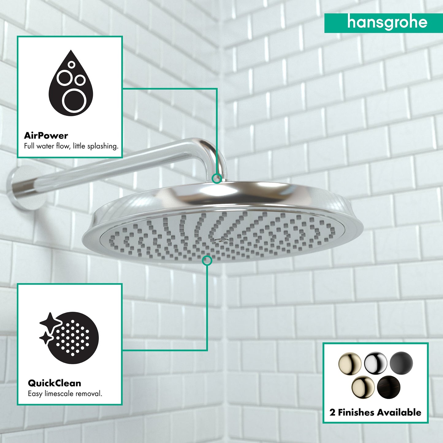 hansgrohe Raindance Classic Showerhead 240 1-Jet, 2.5 GPM