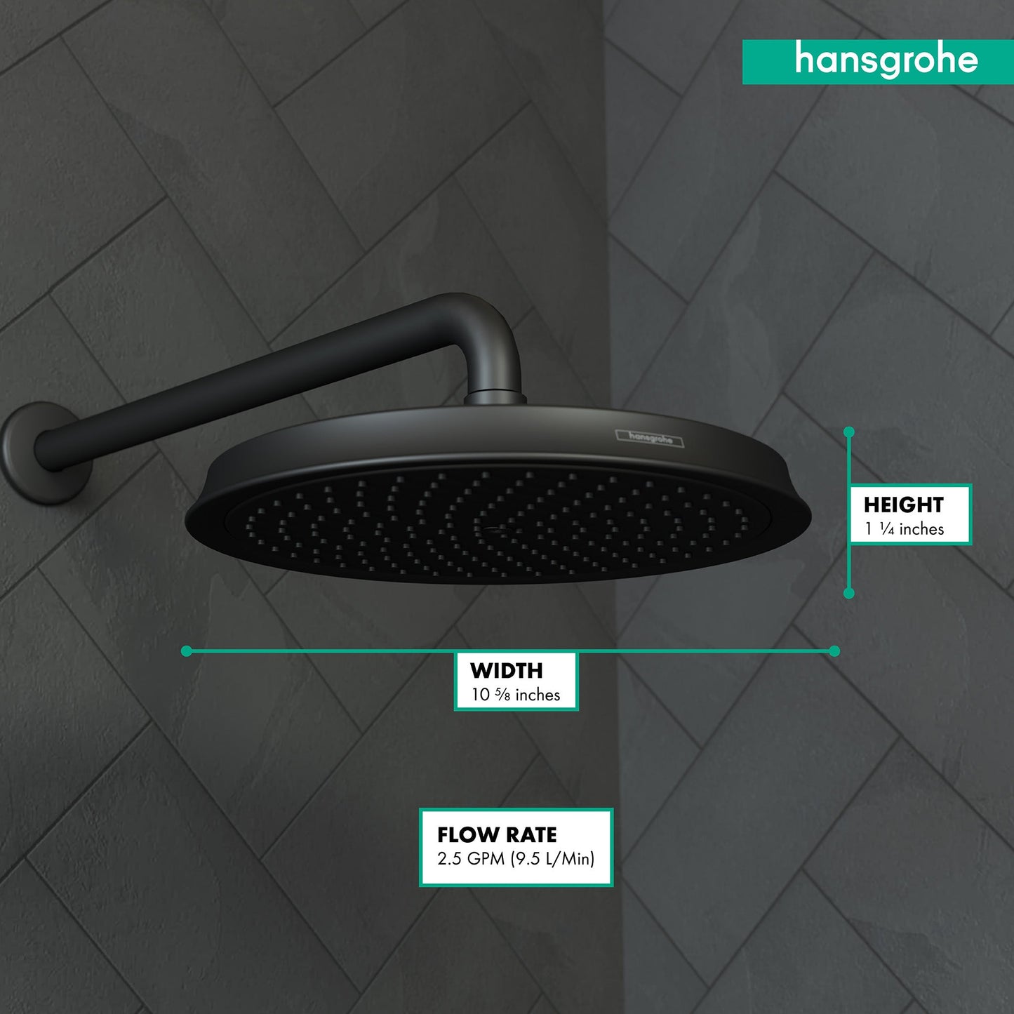 hansgrohe Raindance Classic Showerhead 240 1-Jet, 2.5 GPM