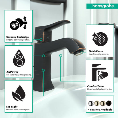 hansgrohe Metris C Single-Hole Faucet 100 with Pop-Up Drain, 1.2 GPM