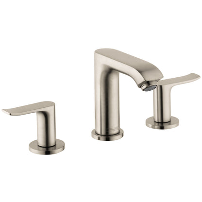 hansgrohe Metris Widespread Faucet 100 with Pop-Up Drain, 0.5 GPM, brushed nickel