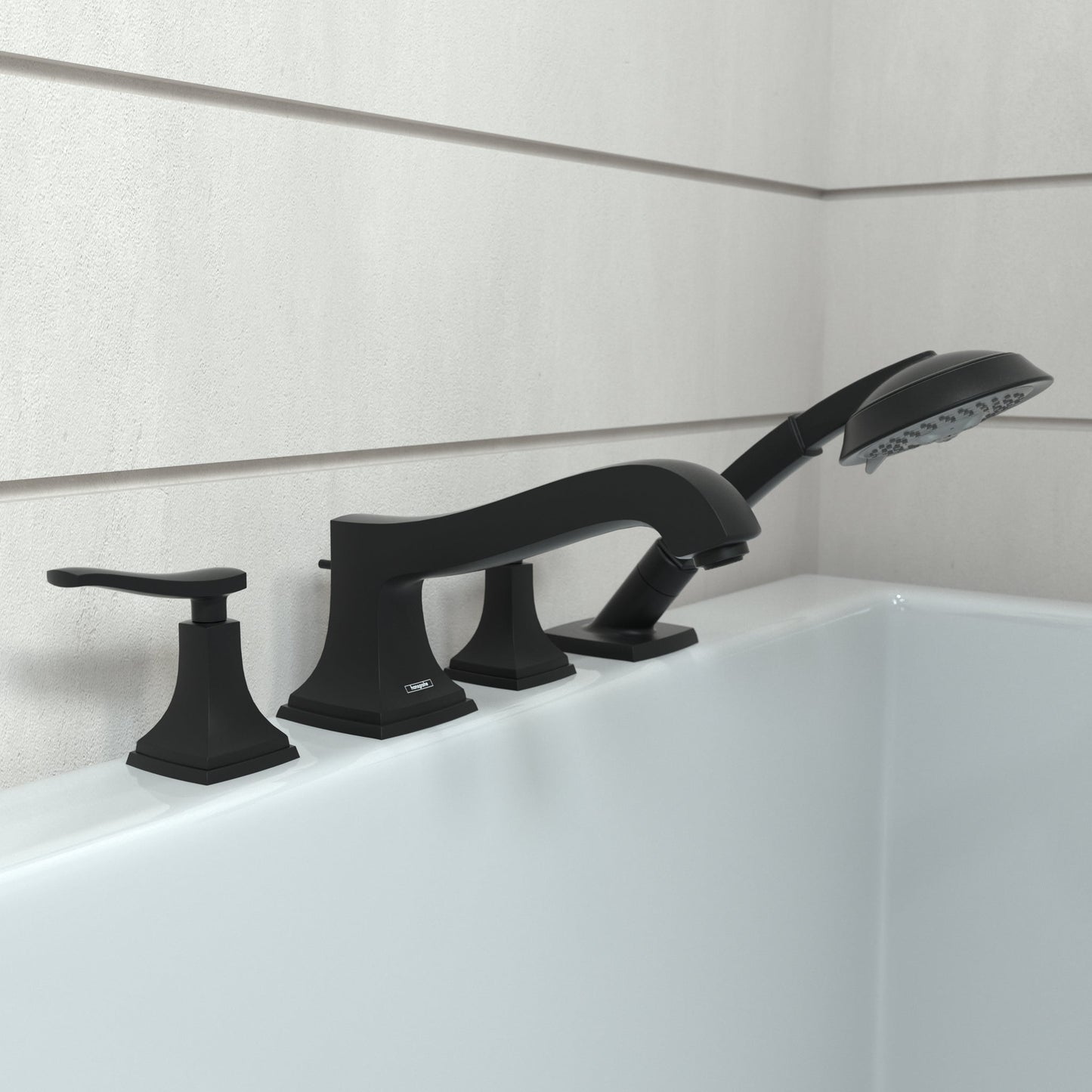 hansgrohe Metropol Classic 4-Hole Roman Tub Set Trim with Lever Handles and 1.8 GPM Handshower