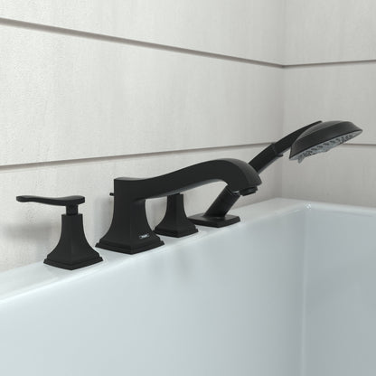 hansgrohe Metropol Classic 4-Hole Roman Tub Set Trim with Lever Handles and 1.8 GPM Handshower