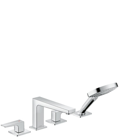 hansgrohe Metropol 4-Hole Roman Tub Set Trim with Lever Handles and 1.75 GPM Handshower