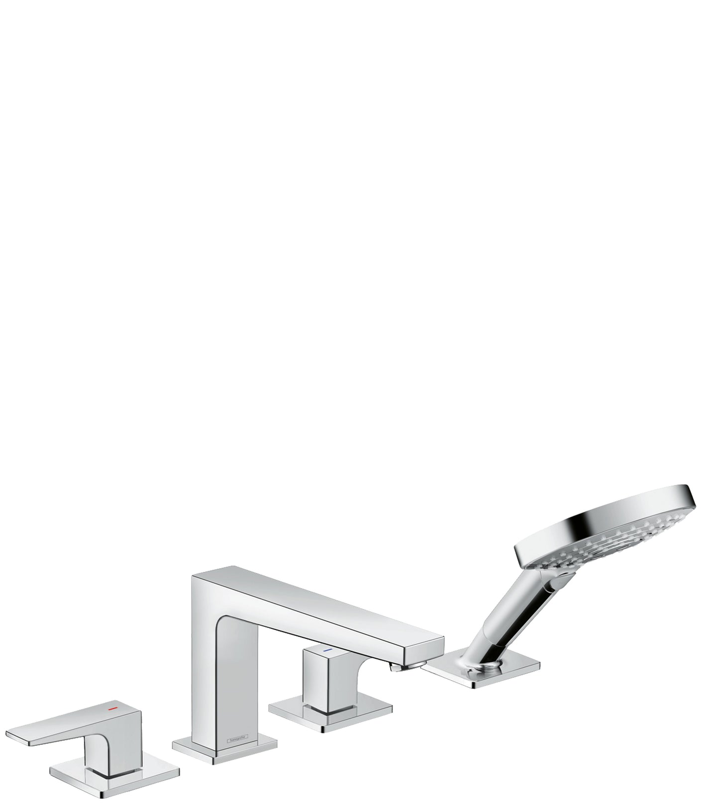 hansgrohe Metropol 4-Hole Roman Tub Set Trim with Lever Handles and 1.75 GPM Handshower