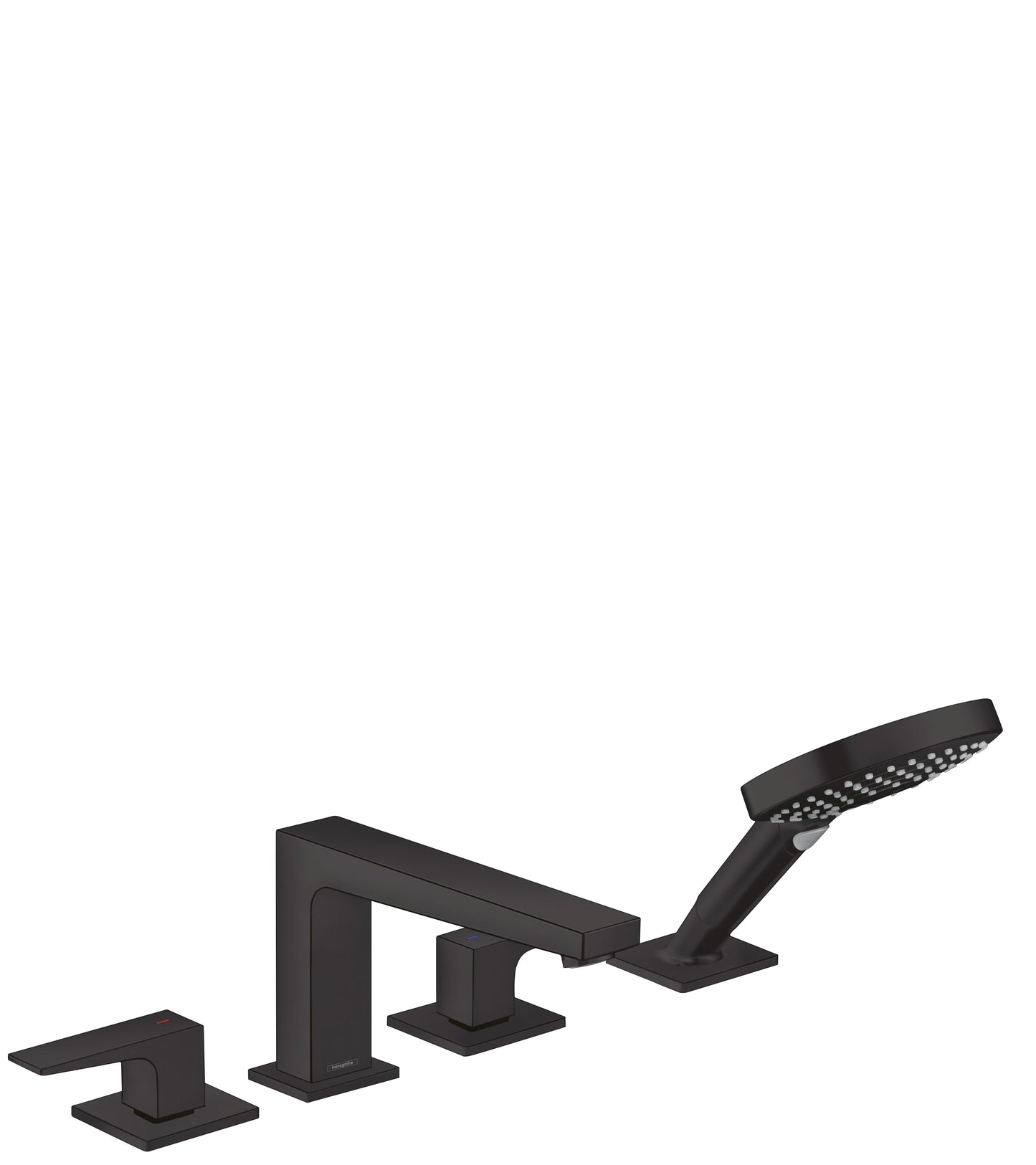 hansgrohe Metropol 4-Hole Roman Tub Set Trim with Lever Handles and 1.75 GPM Handshower