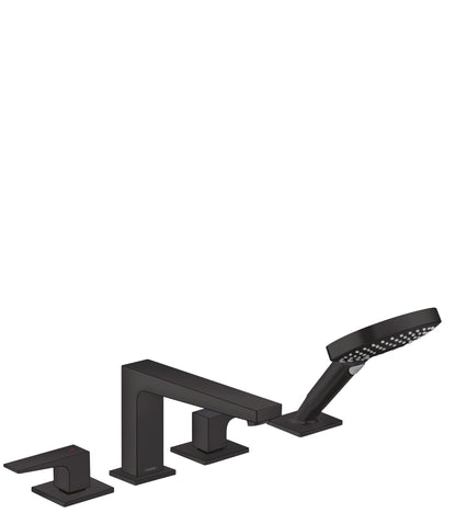 hansgrohe Metropol 4-Hole Roman Tub Set Trim with Lever Handles and 1.75 GPM Handshower