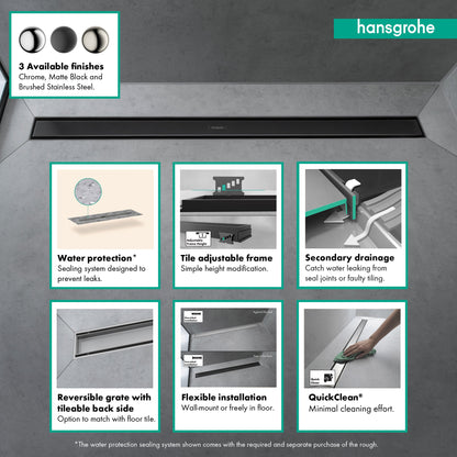 hansgrohe RainDrain Match Trim 27 5/8" with Height Adjustable Frame
