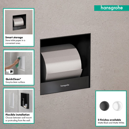 hansgrohe XtraStoris Original Recessed Toilet Paper Holder 6"x 6"x 5.5"