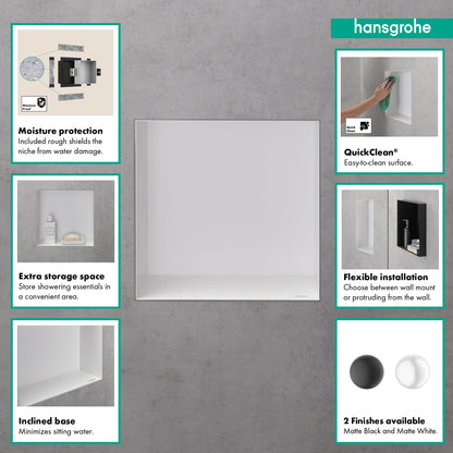 hansgrohe XtraStoris Minimalistic Wall Niche with Open Frame 12"x 12"x 4"