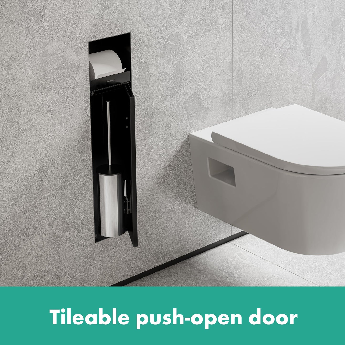 hansgrohe XtraStoris Rock Wall Niche with Tileable Door 12"x 12"x 4"