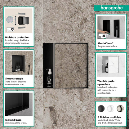 hansgrohe XtraStoris Rock Wall Niche with Tileable Door 12"x 12"x 5.5"