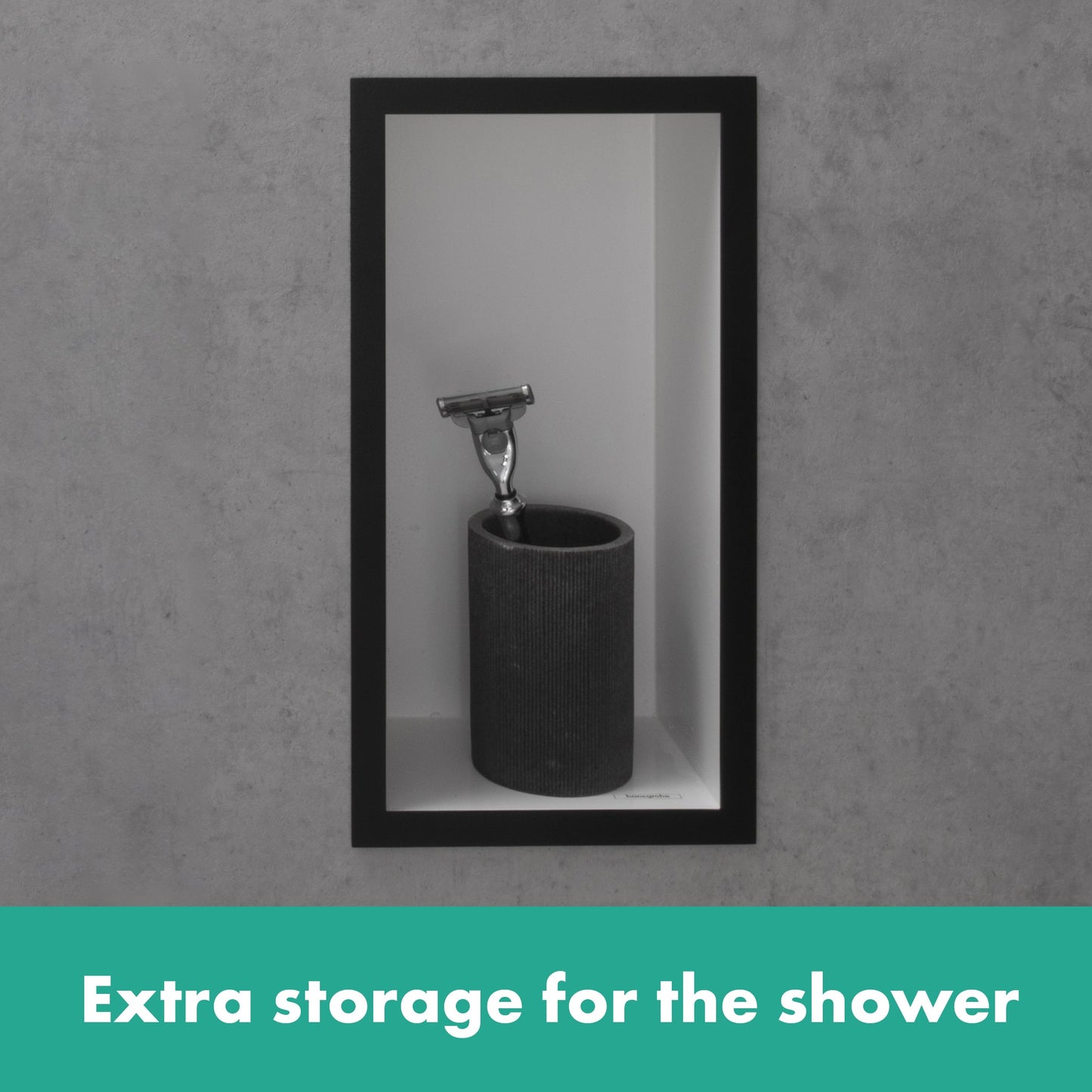 hansgrohe XtraStoris Individual Wall Niche Matte White with Design Frame 12"x 6"x 4"