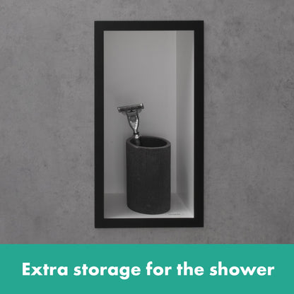 hansgrohe XtraStoris Individual Wall Niche Matte White with Design Frame 12"x 6"x 4"