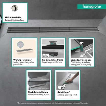 hansgrohe RainDrain Match Boardwalk Trim Boardwalk 23 5/8" with Height Adjustable Frame
