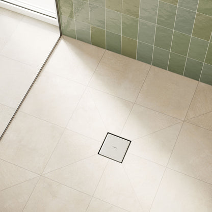 hansgrohe RainDrain Brilliance Point Drain Set 4"x 4" Trim Tileable Rear Cover and Rough
