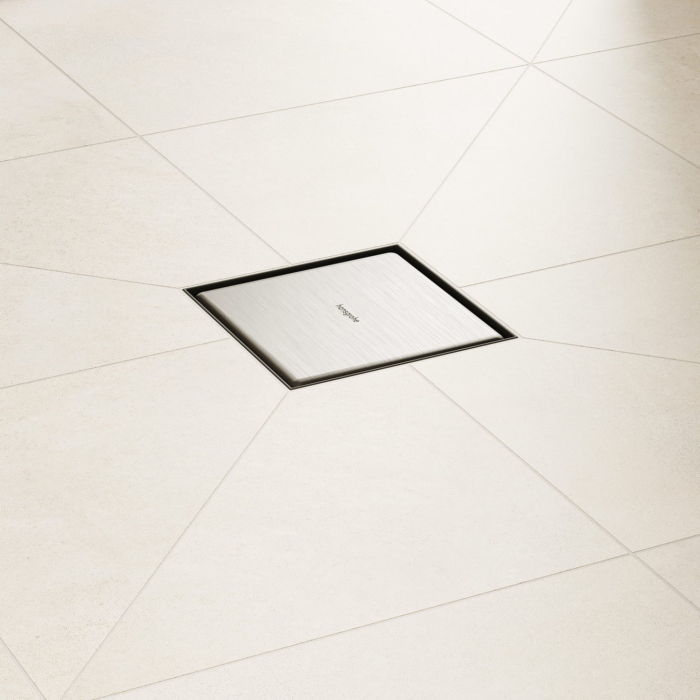hansgrohe RainDrain Brilliance Point Drain Set 4"x 4" Trim Tileable Rear Cover and Rough