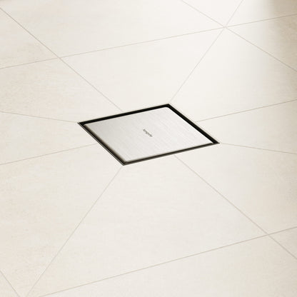 hansgrohe RainDrain Brilliance Point Drain Set 4"x 4" Trim Tileable Rear Cover and Rough