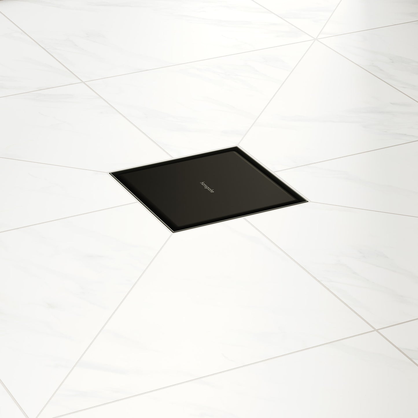 hansgrohe RainDrain Brilliance Point Drain Set 4"x 4" Trim Tileable Rear Cover and Rough