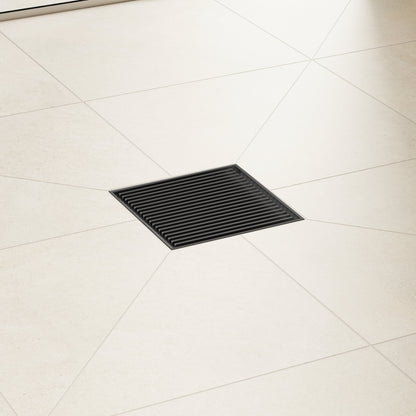 hansgrohe RainDrain Brilliance Point Drain Set 6"x 6" Trim with Height Adjustable Frame and Rough
