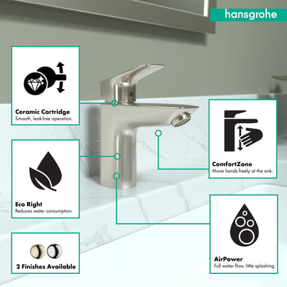 hansgrohe Logis Single-Hole Faucet 100 with Pop-Up Drain, 1.2 GPM