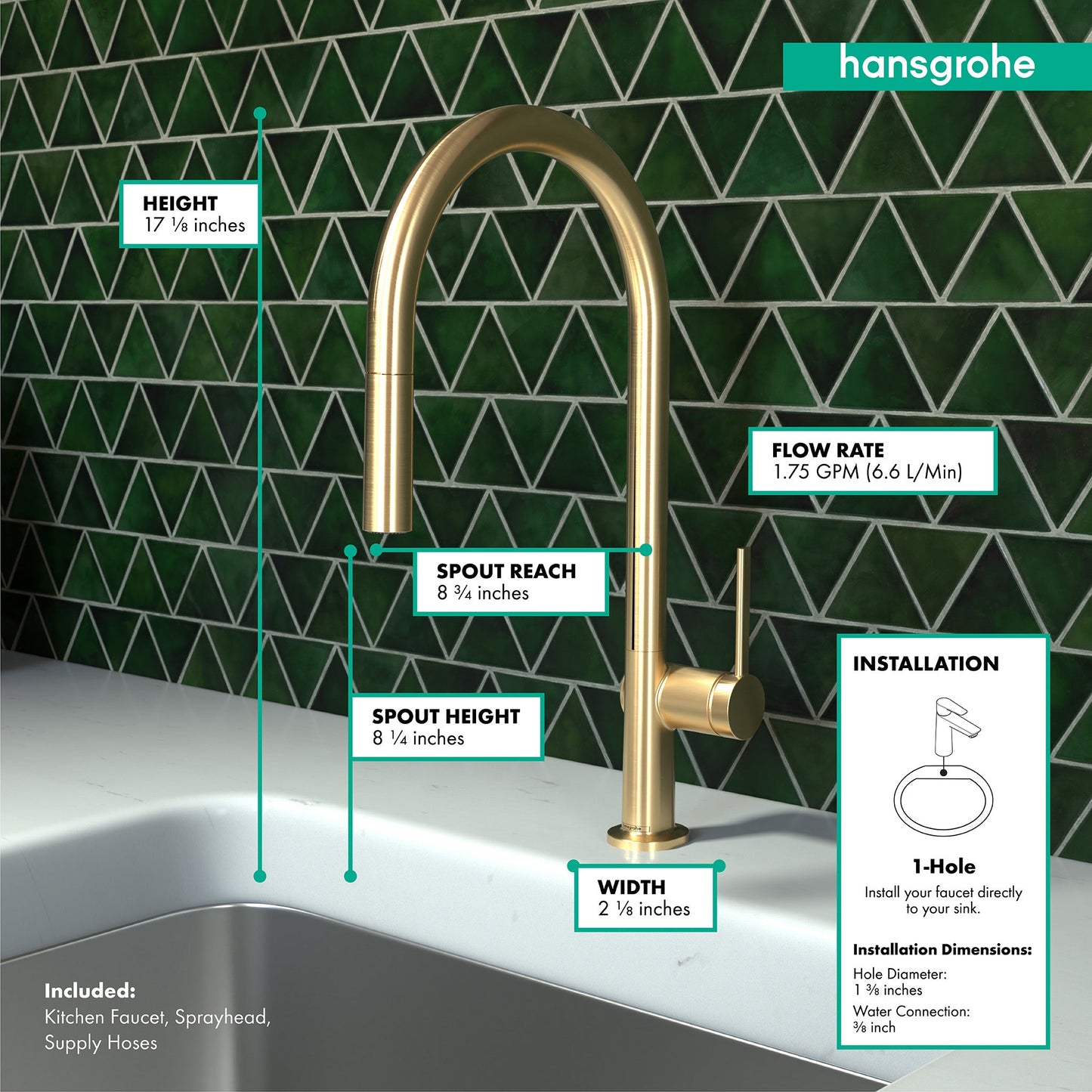 hansgrohe Talis N HighArc Kitchen Faucet, O-Style 2-Spray Pull-Down, 1.75 GPM