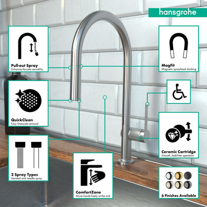 hansgrohe Talis N HighArc Kitchen Faucet, O-Style 2-Spray Pull-Down, 1.75 GPM