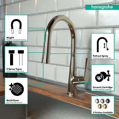hansgrohe Talis S HighArc Kitchen Faucet, 2-Spray Pull-Down, 1.75 GPM