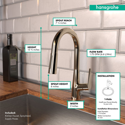 hansgrohe Talis S Prep Kitchen Faucet, 2-Spray Pull-Down, 1.75 GPM