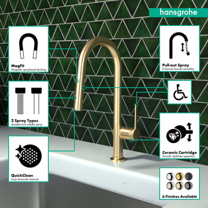 hansgrohe Talis N HighArc Kitchen Faucet, A-Style 2-Spray Pull-Down, 1.75 GPM