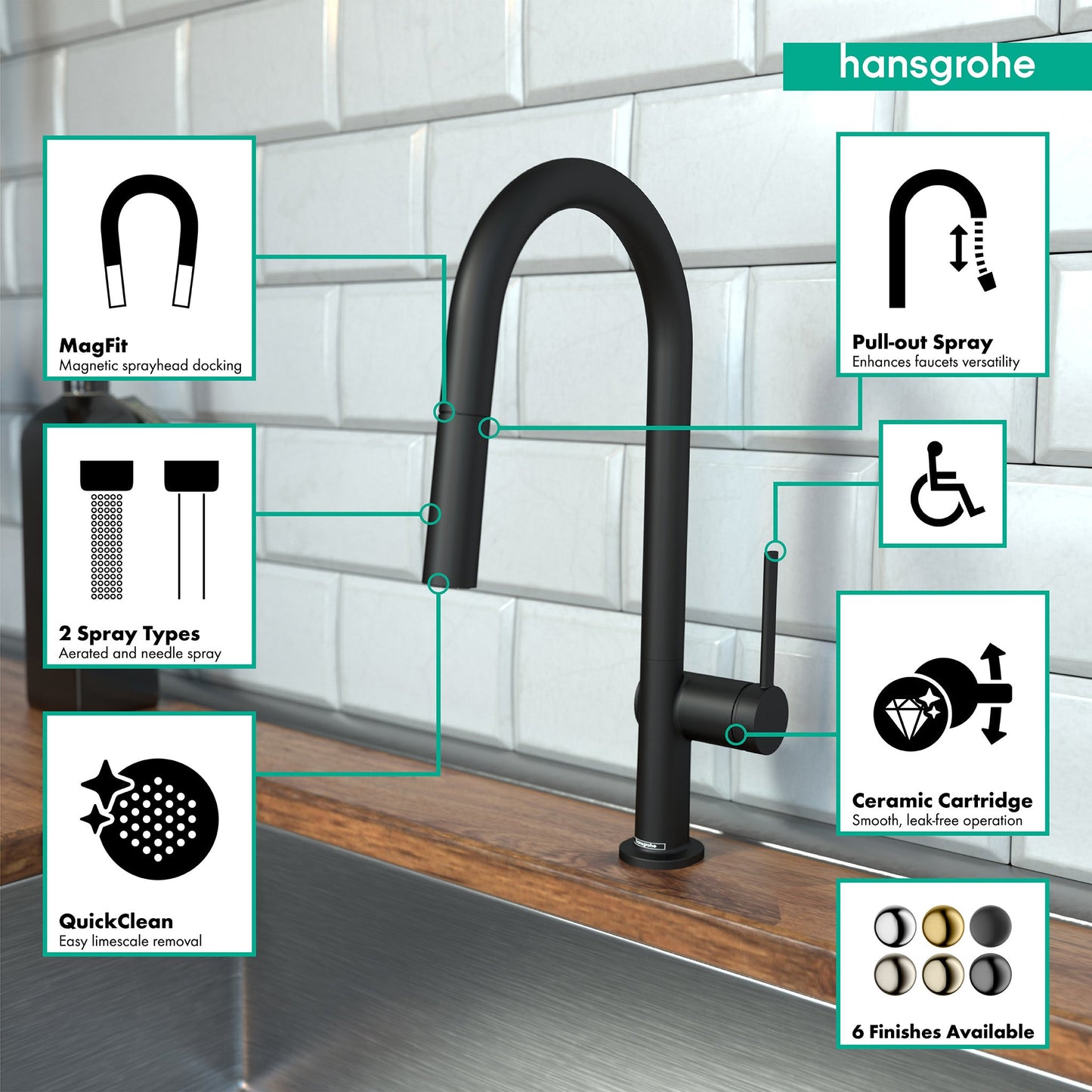 hansgrohe Talis N HighArc Kitchen Faucet, A-Style 2-Spray Pull-Down, 1.75 GPM