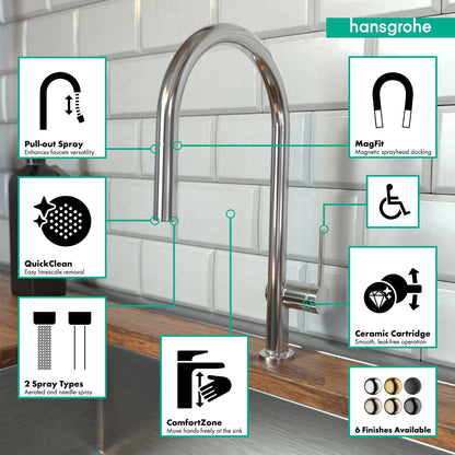 hansgrohe Talis N HighArc Kitchen Faucet, O-Style 2-Spray Pull-Down, 1.5 GPM