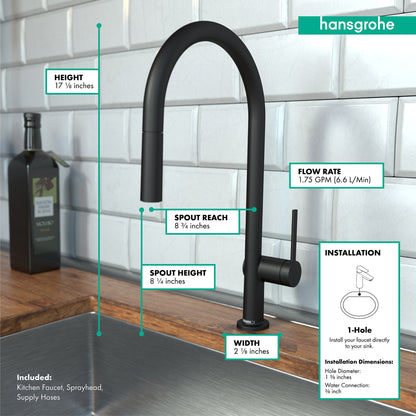 hansgrohe Talis N HighArc Kitchen Faucet, O-Style 2-Spray Pull-Down, 1.5 GPM