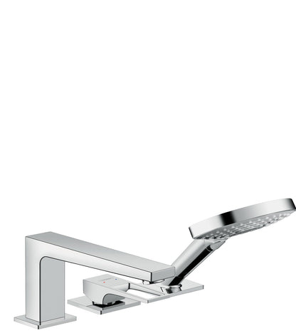 hansgrohe Metropol 3-Hole Roman Tub Set Trim with Loop Handle and 1.75 GPM Handshower