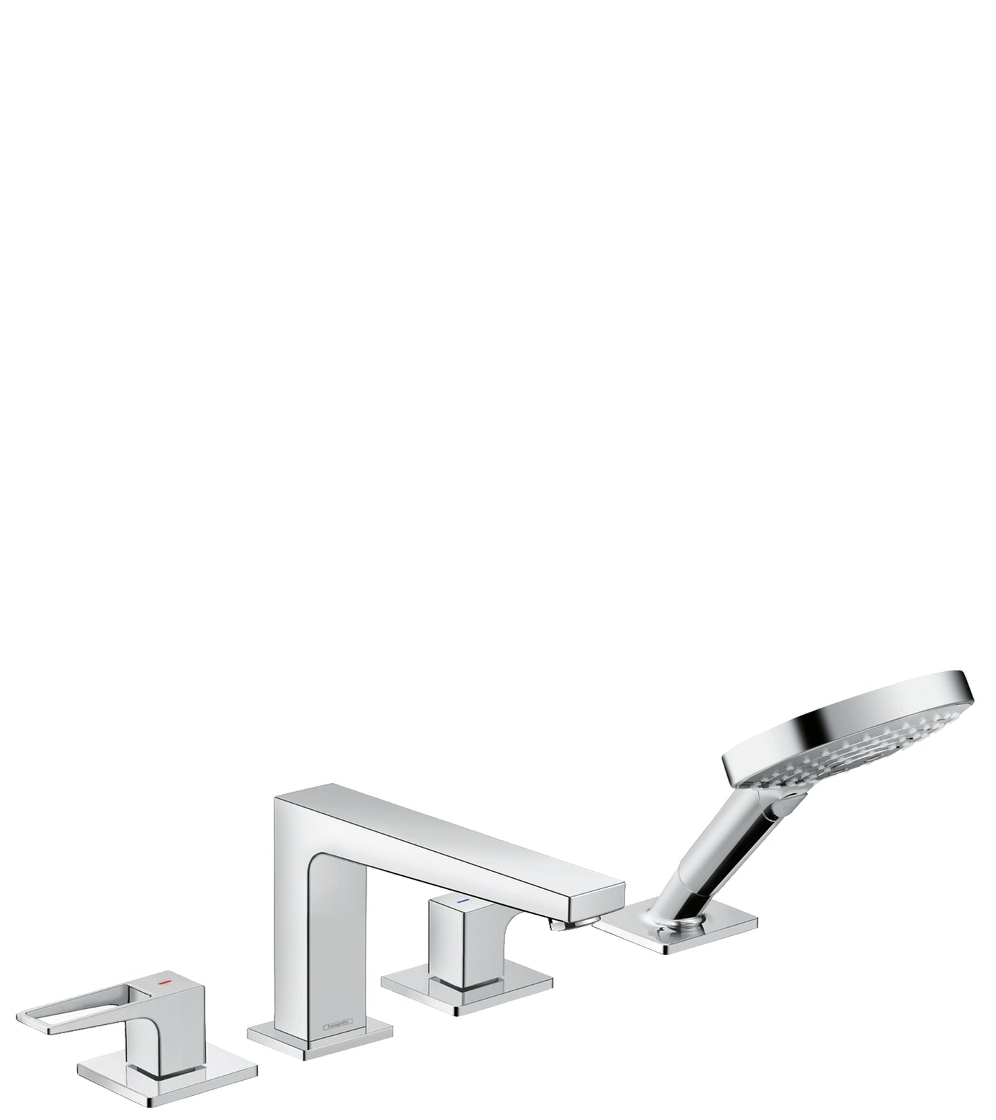 hansgrohe Metropol 4-Hole Roman Tub Set Trim with Loop Handles and 1.75 GPM Handshower