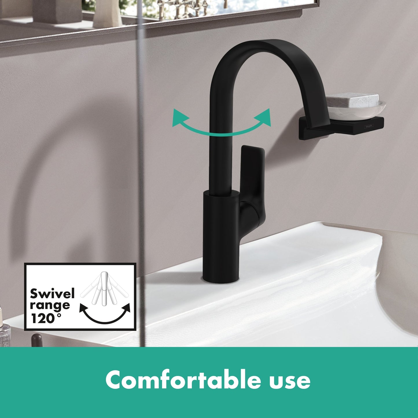 hansgrohe Vivenis Single-hole Faucet 210 with Swivel Spout and Pop-Up Drain, 1.2 GPM
