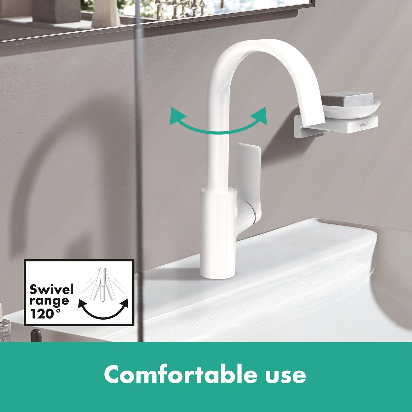 hansgrohe Vivenis Single-hole Faucet 210 with Swivel Spout and Pop-Up Drain, 1.2 GPM