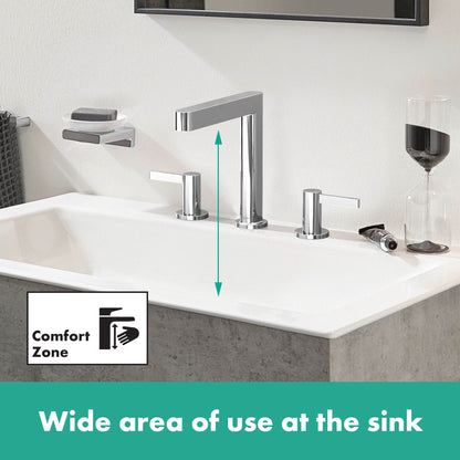 hansgrohe Finoris Wide-spread Faucet 160 with Pop-up Drain, 1.2 GPM