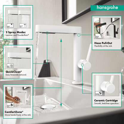 hansgrohe Finoris Single-Hole Faucet 230 with 2-Spray Pull-Out, 1.2 GPM