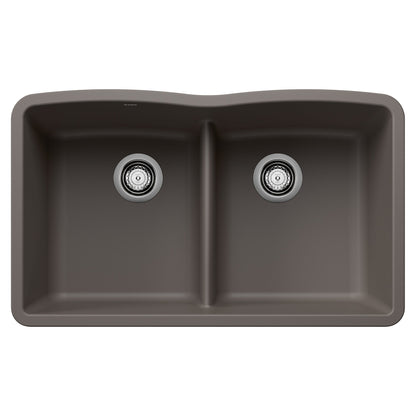 BLANCO 443106 Diamond Equal Double Bowl Kitchen Sink with Low Divide - Volcano Gray