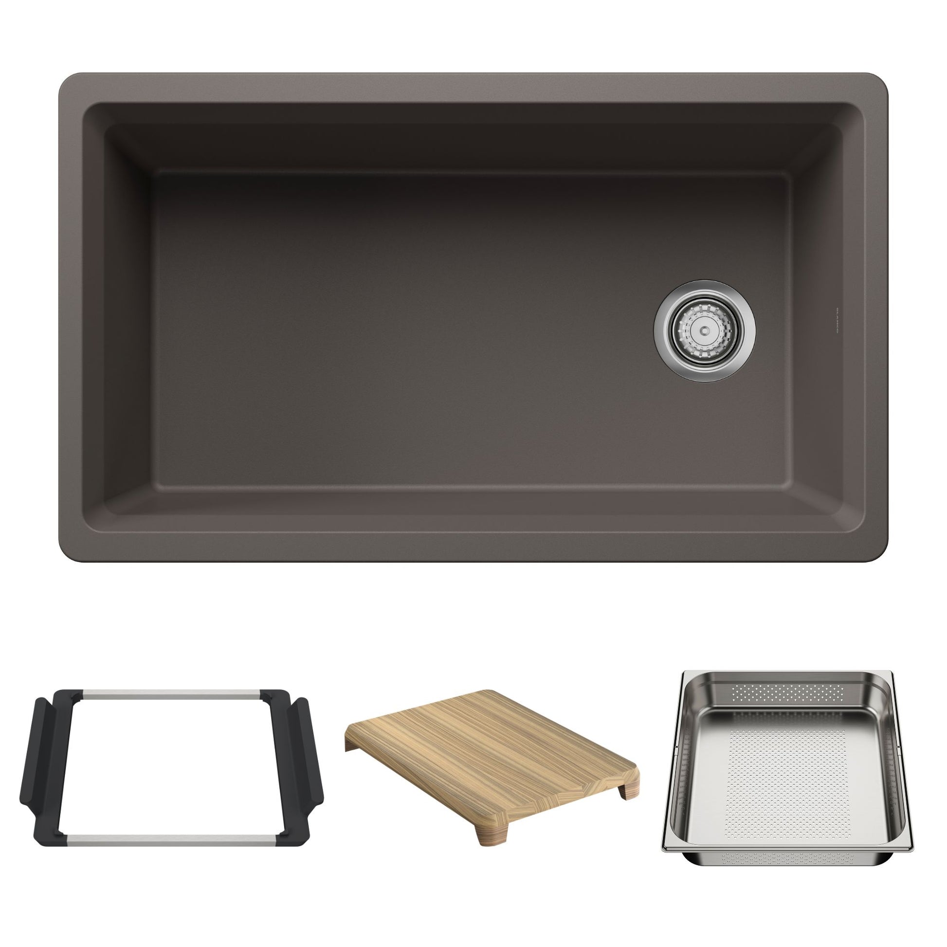 BLANCO Inteos SILGRANIT 33" Single Bowl Reversible Undermount Workstation Kitchen Sink - Volcano Gray