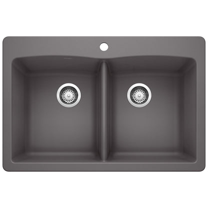 BLANCO 441466 Diamond Equal Double Dual Mount Kitchen Sink - Cinder