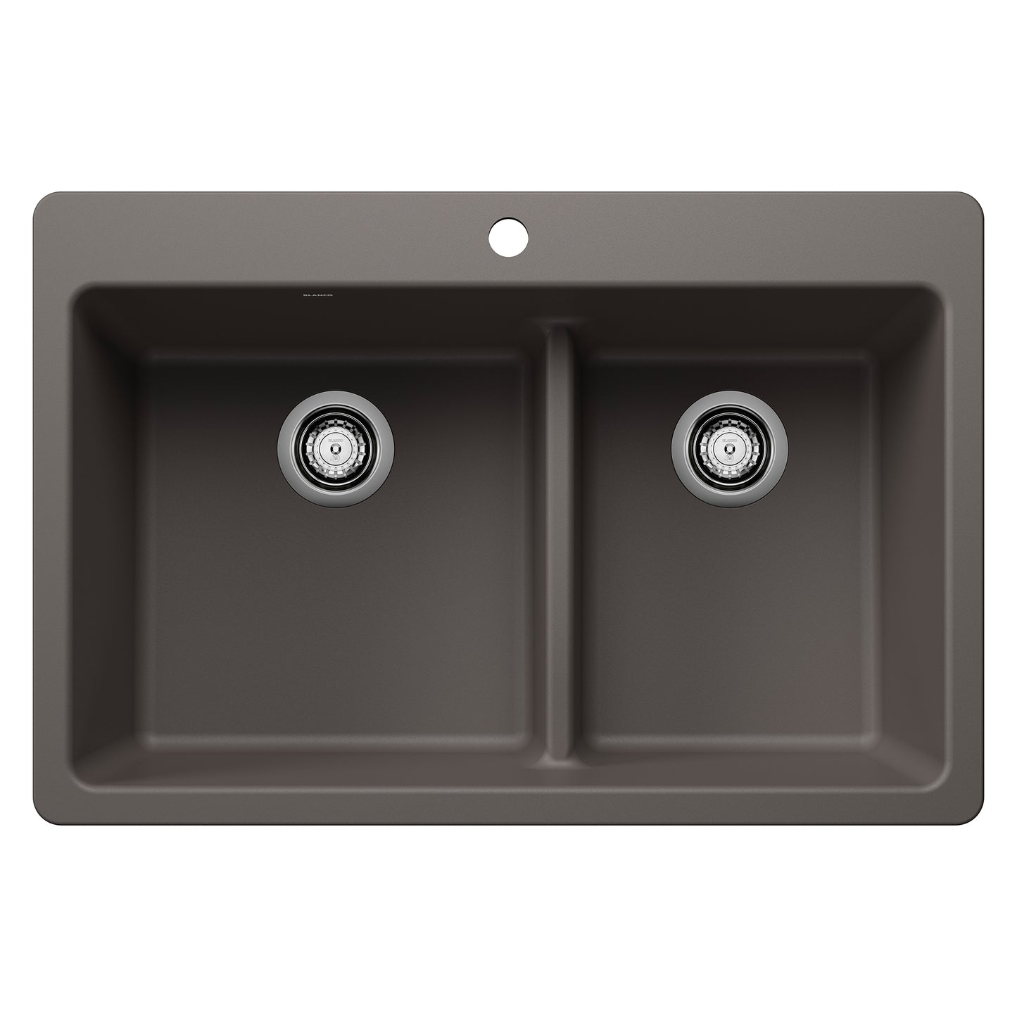 BLANCO Liven SILGRANIT 33" 60/40 Double Bowl Dual Mount Kitchen Sink with Low Divide - Volcano Gray