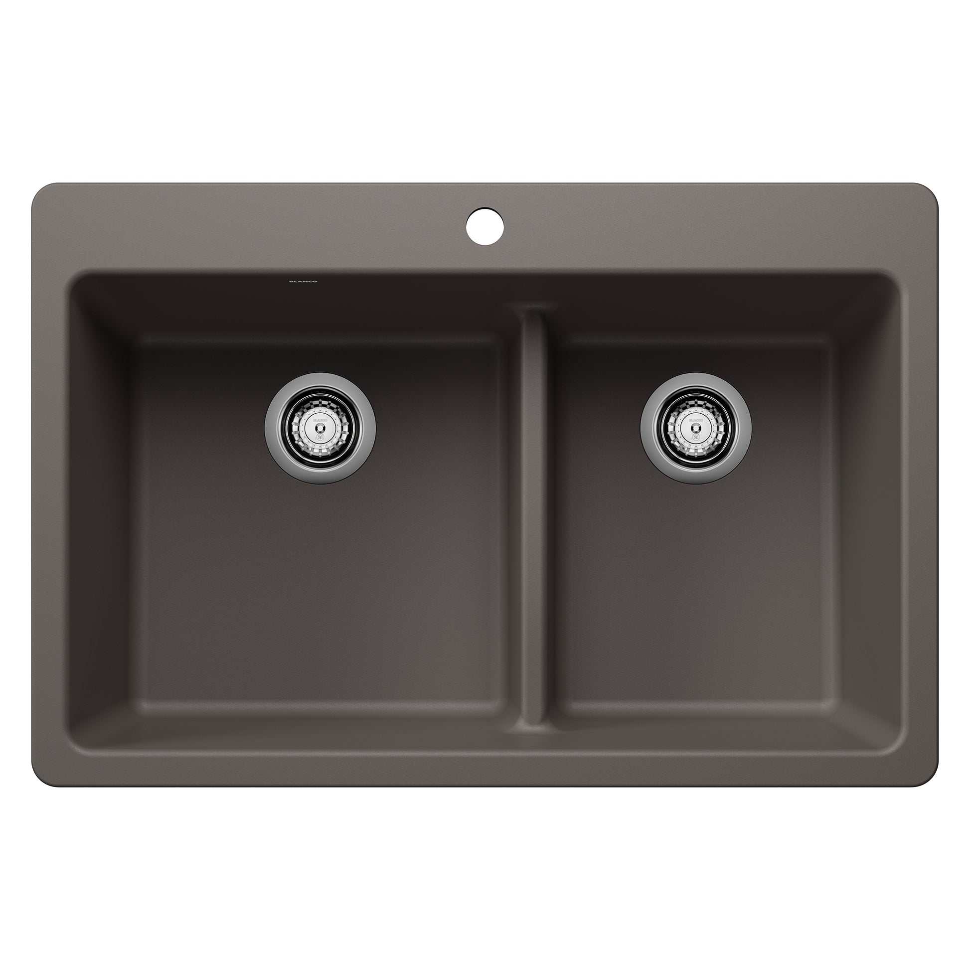 BLANCO Liven SILGRANIT 33" 60/40 Double Bowl Dual Mount Kitchen Sink with Low Divide - Volcano Gray