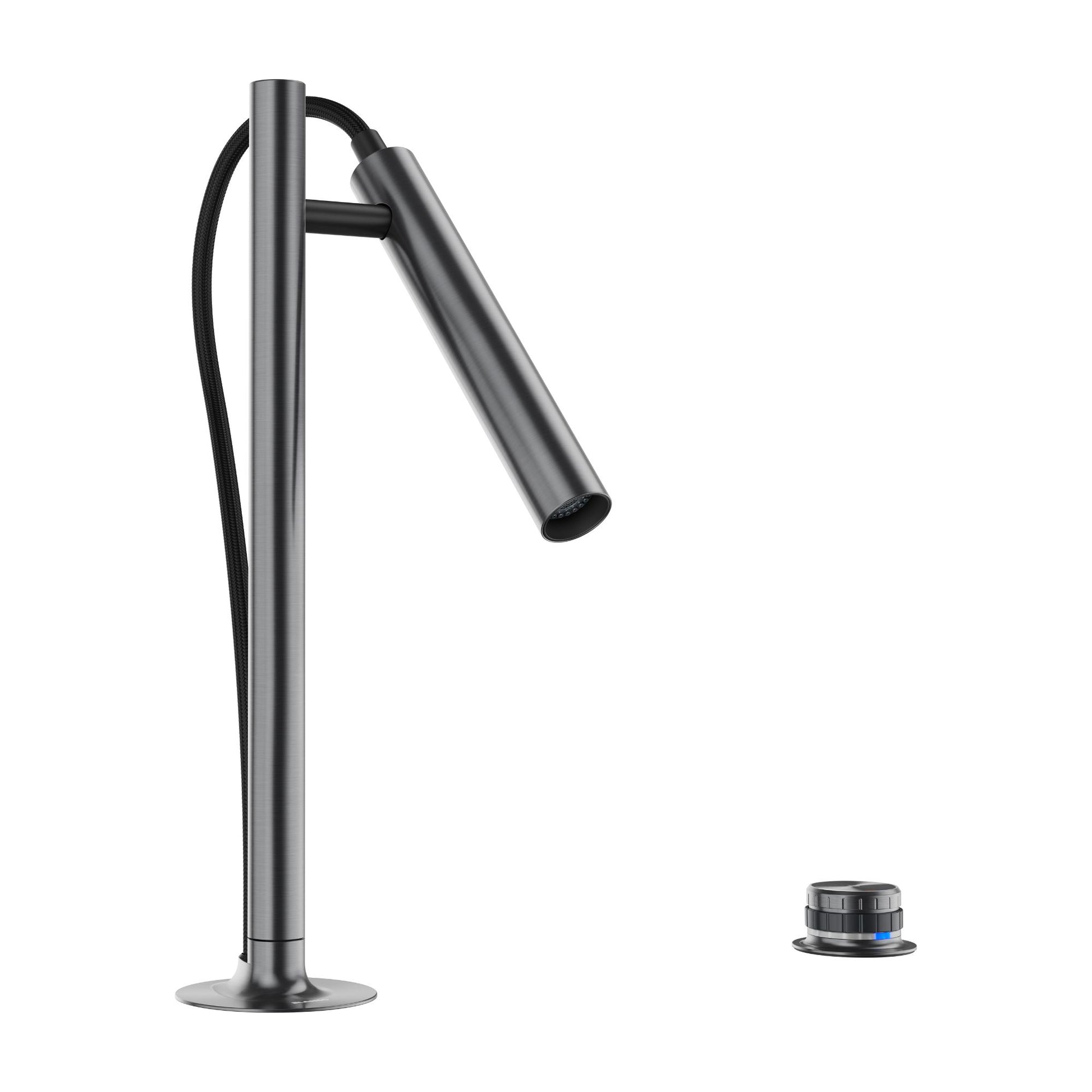 BLANCO Luneoo Pull-Down Dual-Spray Kitchen Faucet with Push Button Activation - Satin Dark Steel