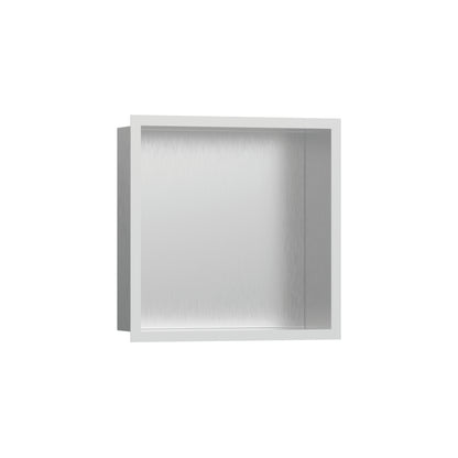hansgrohe XtraStoris Individual Wall Niche Brushed Stainless Steel with Design Frame 12"x 12"x 4"
